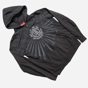 Mens Y2K Grunge Skater Streetwear 2000s Element Nature Roots Zip-up Hoodie